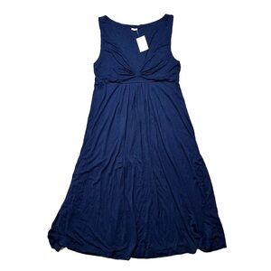 J. Crew Womens Dress Knit Sleeveless Gathered Midi Navy Blue Size Medium New